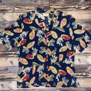 Vintage Fun Susan Bristol Multicolor Sun Hat Patterned Blouse